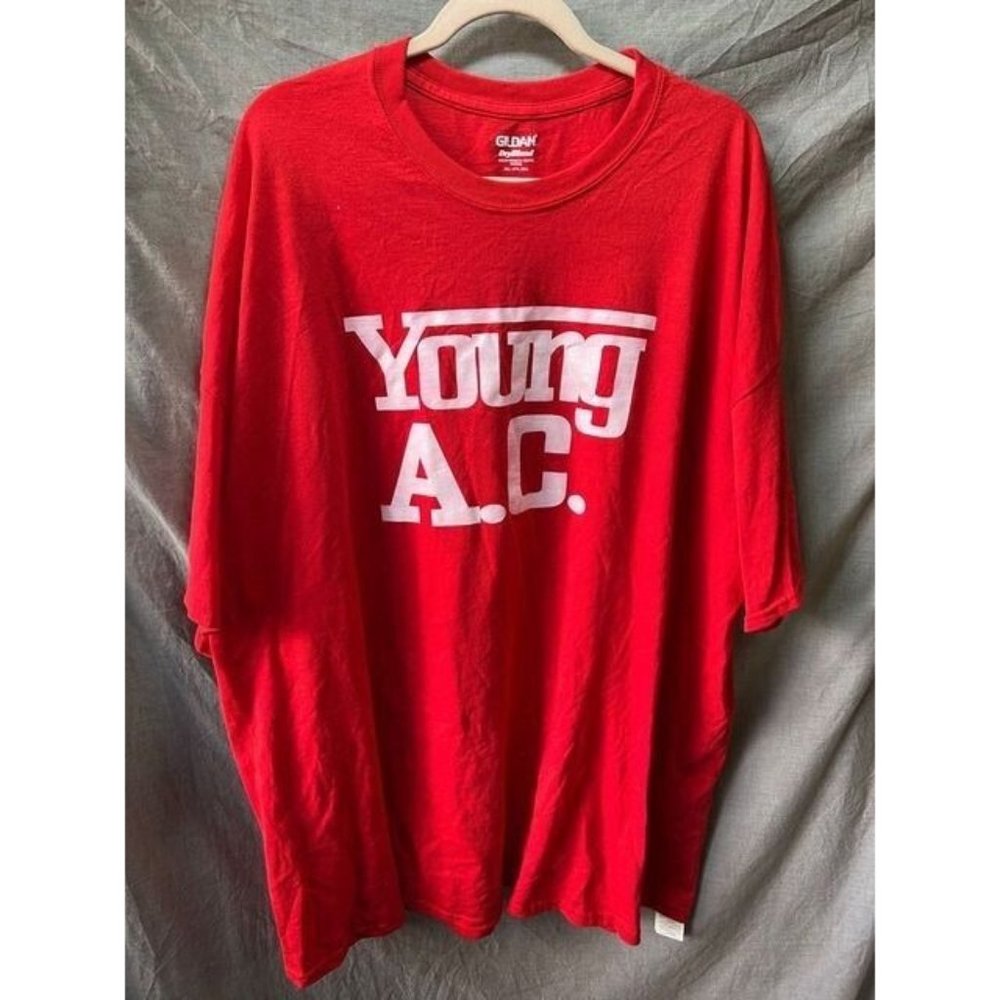 Young A.C. Shirt Adult 4XL Red Short Sleeve Pullover Logo Tee‎ Mens